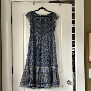 Massimo Dutti Blue Floral Midi Dress